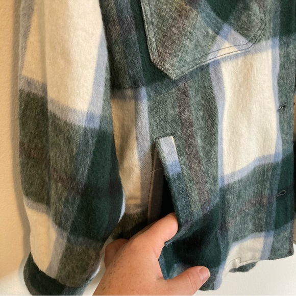 Zara Plaid Shacket Flannel Oversized Wool - Picture 3 of 5